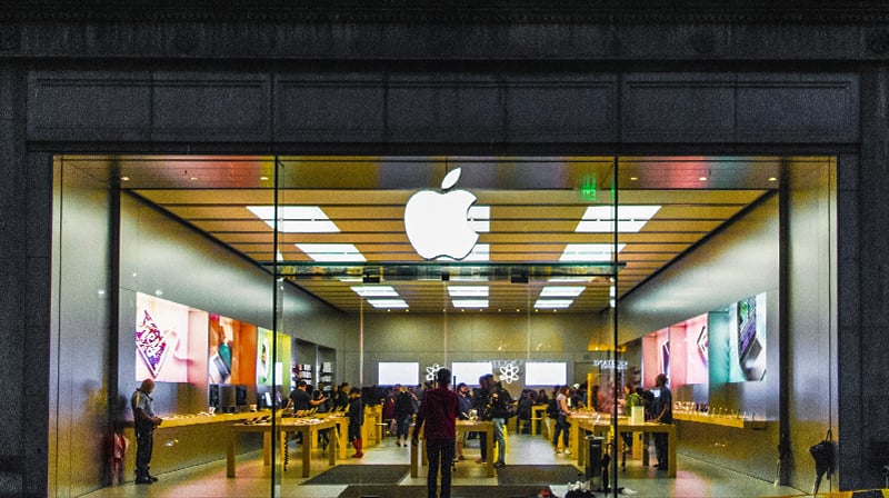 Apple store with people inside