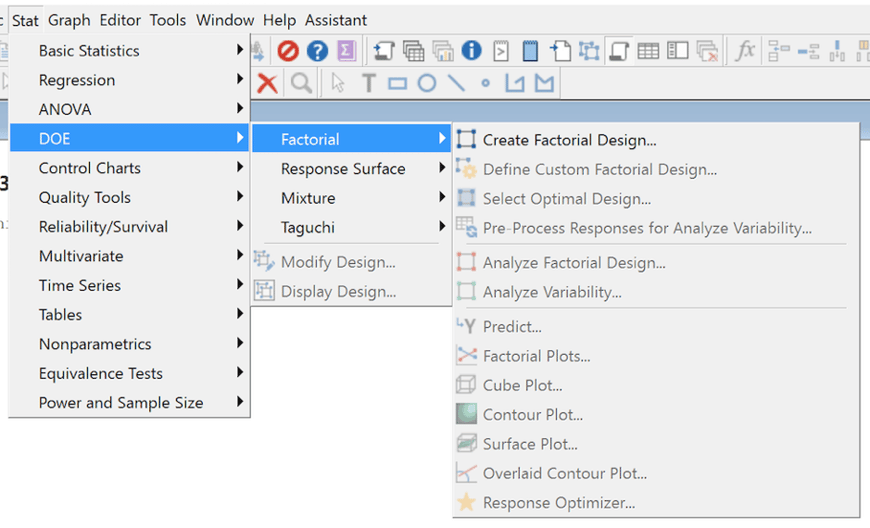 Statistical tools such as DOE (Designs Of Experiments)