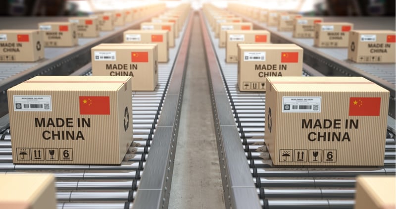 made in china products on conveyer belt