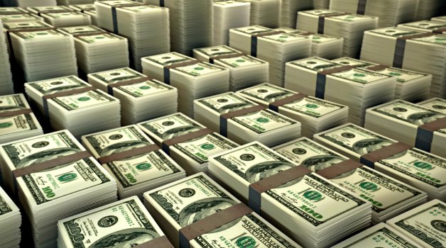 us dollar stacked like buildings