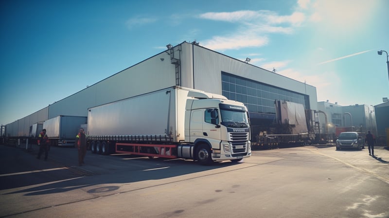 truck outside factory ready to move factory equipment