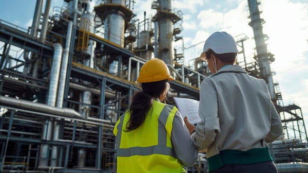 Workers inspecting at industrial site