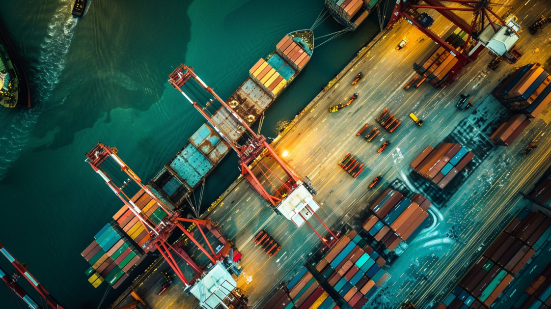 birds eye view of shipping dock